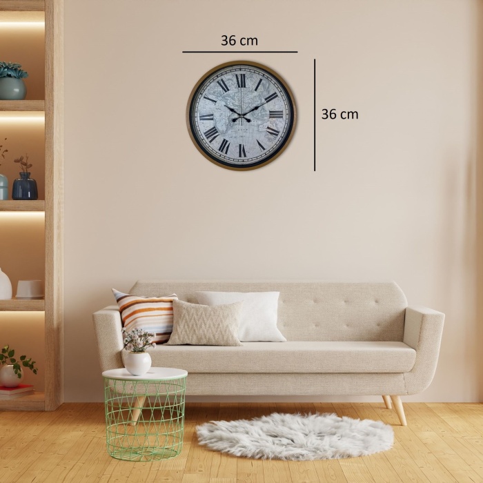 Kahverengi 36 Cm Atlas Tasarım Duvar Saati