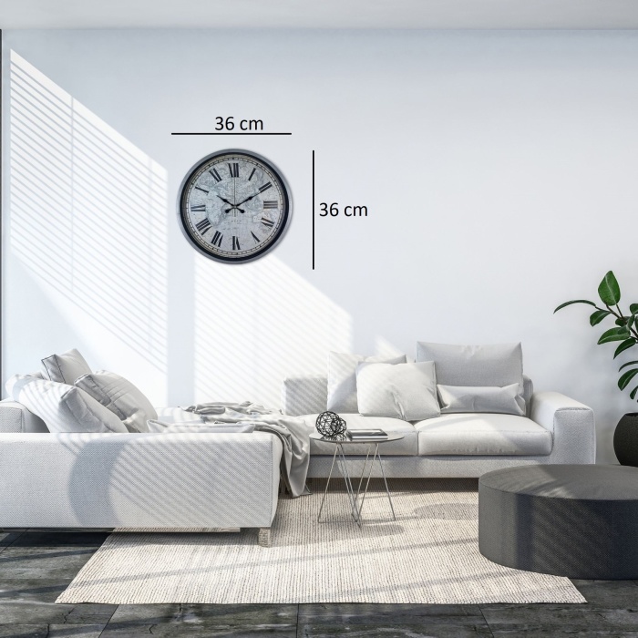 Gri 36 Cm Atlas Modern Tasarım Duvar Saati
