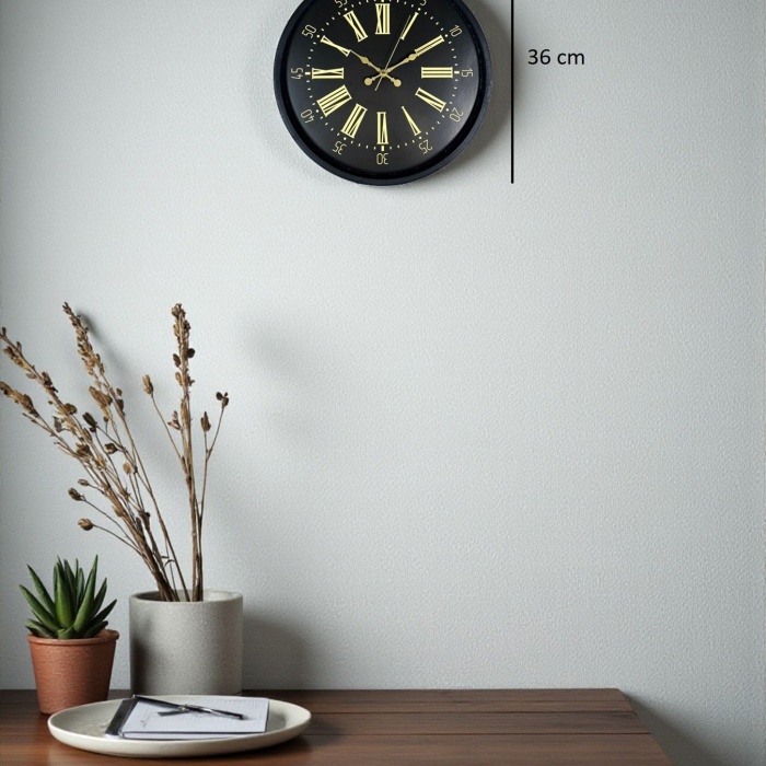 ® Yeni Ürün 36 Cm Siyah Modern Duvar Saati