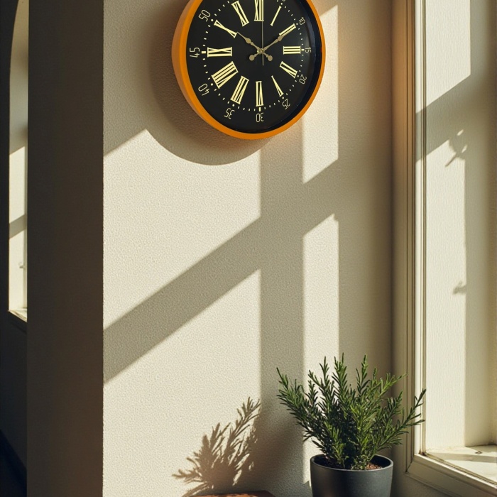 ® Yeni Ürün 36 Cm Turuncu Dekoratif Duvar Saati