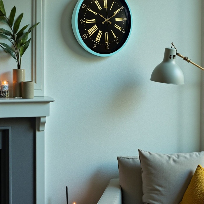 ® Yeni Ürün 36 Cm Turkuaz Dekoratif Duvar Saati