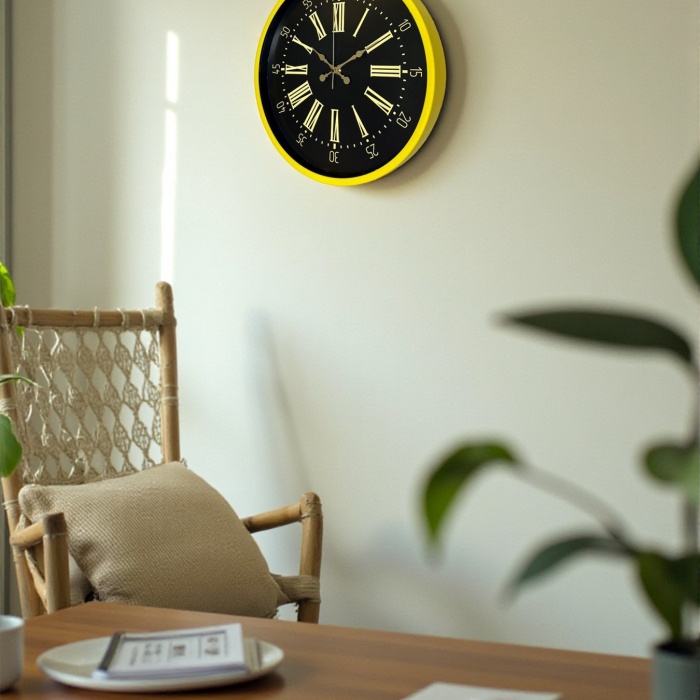 ® Yeni Ürün 36 Cm Sarı Modern Duvar Saati