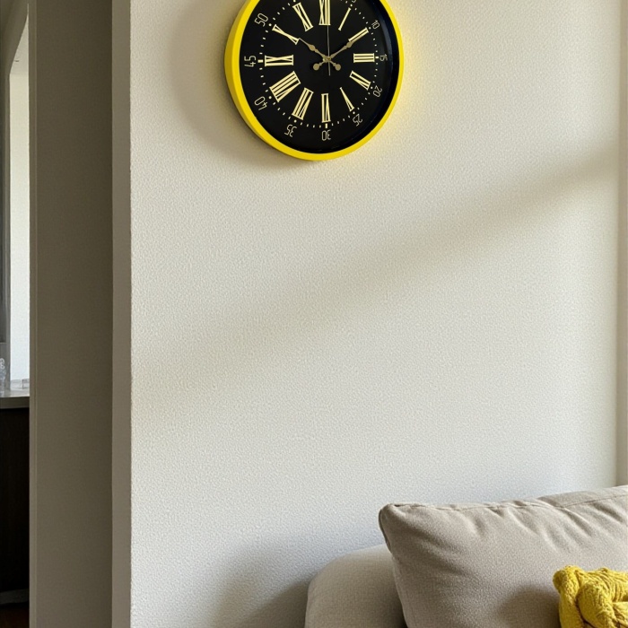 ® Yeni Ürün 36 Cm Sarı Modern Duvar Saati