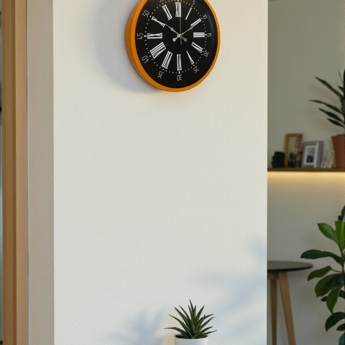 ® Yeni Ürün 36 Cm Turuncu Dekoratif Duvar Saati