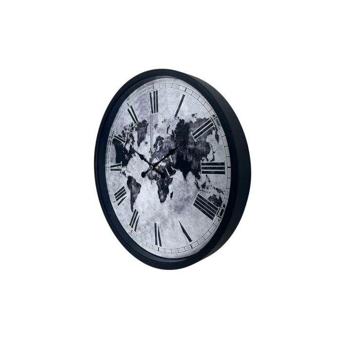 Siyah 36 Cm Desenli Dekoratif Duvar Saati