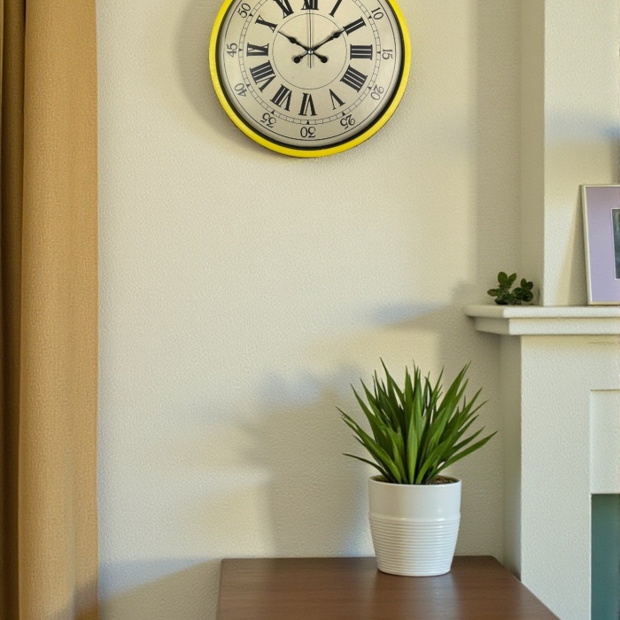® Yeni Ürün 36 Cm Sarı Retro Duvar Saati