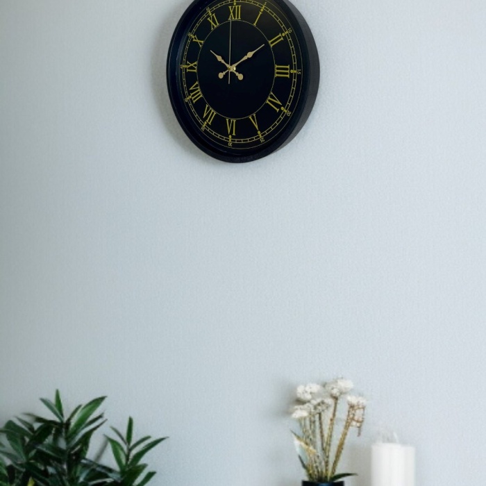 ® Yeni Ürün 36 Cm Siyah Dekoratif Duvar Saati