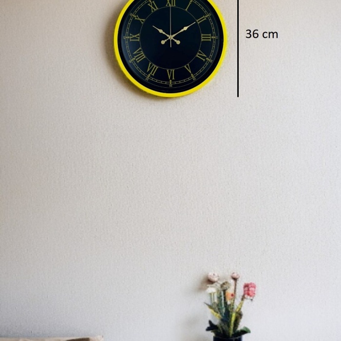 ® Yeni Ürün 36 Cm Standart Sarı Duvar Saati