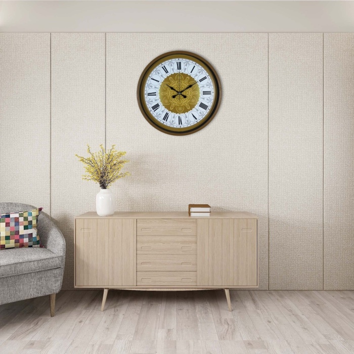 Kahverengi 36 Cm Desenli Duvar Saati