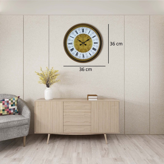Kahverengi 36 Cm Desenli Duvar Saati