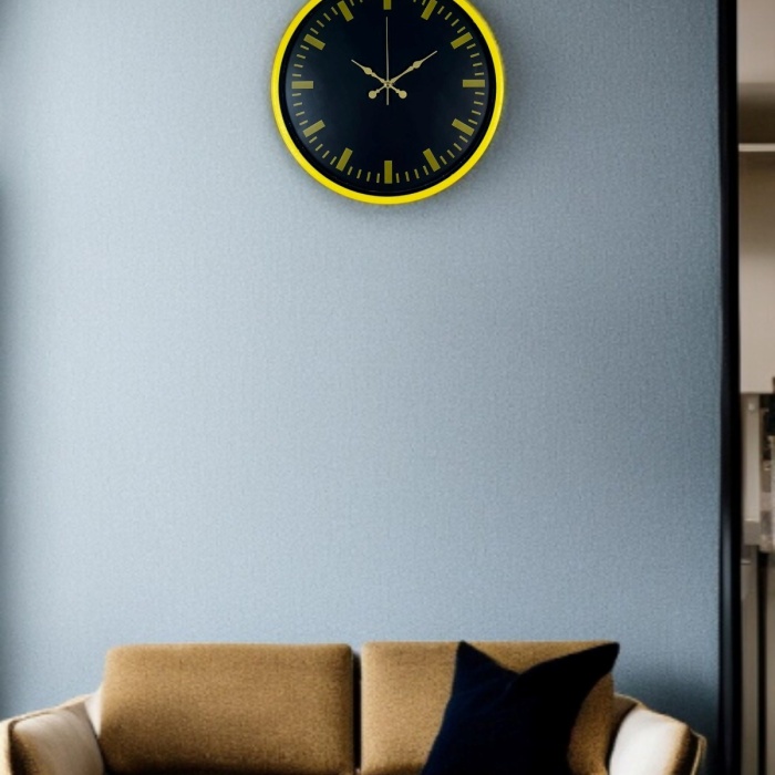 ® Yeni Ürün 36 Cm Sarı Dekoratif Duvar Saati