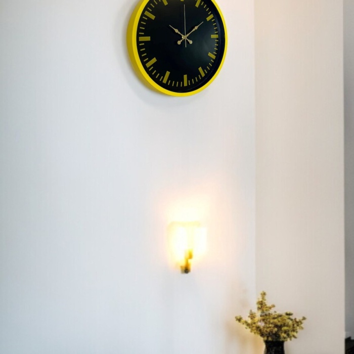 ® Yeni Ürün 36 Cm Sarı Dekoratif Duvar Saati