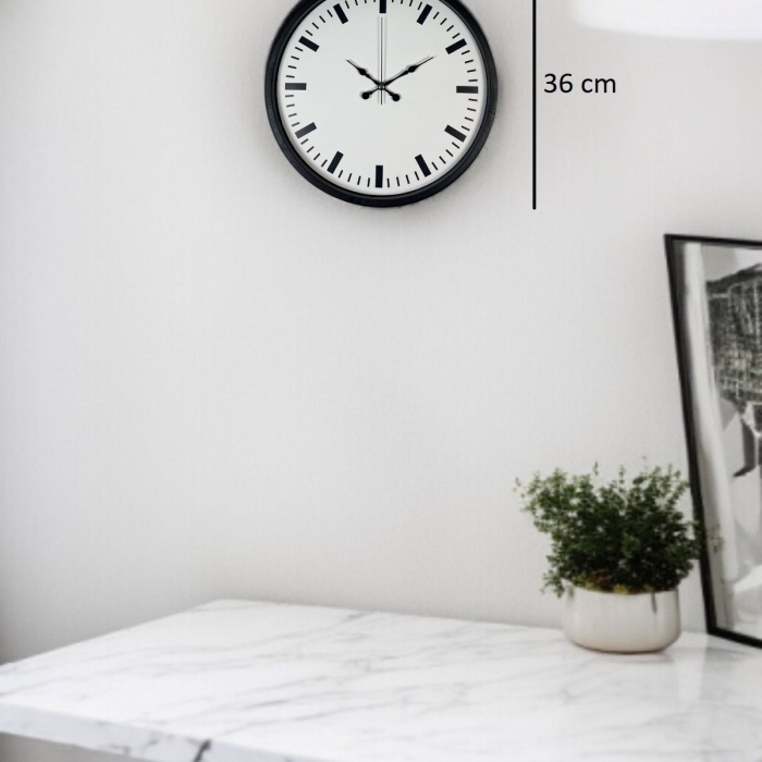 ® Yeni Ürün 36 Cm Siyah Sade Standart Duvar Saati