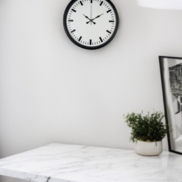 ® Yeni Ürün 36 Cm Siyah Sade Standart Duvar Saati