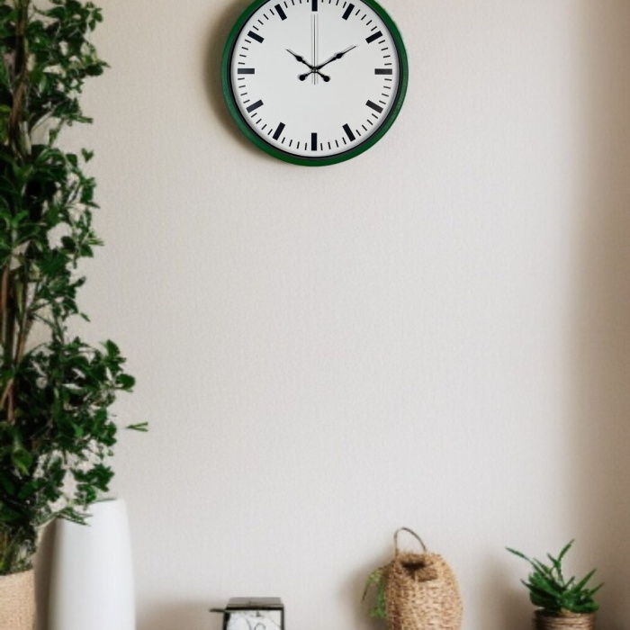 ® Yeni Ürün 36 Cm Yeşil Sade Dekoratif Duvar Saati