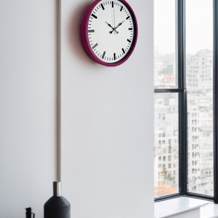 ® Yeni Ürün 36 Cm Pembe Dekoratif Duvar Saati