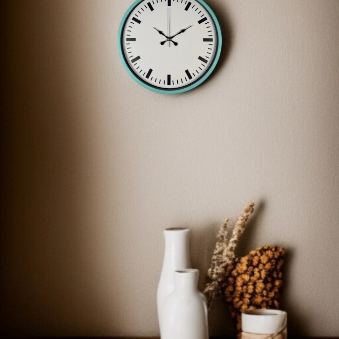 ® Yeni Ürün 36 Cm Turkuaz Sade Şık Duvar Saati