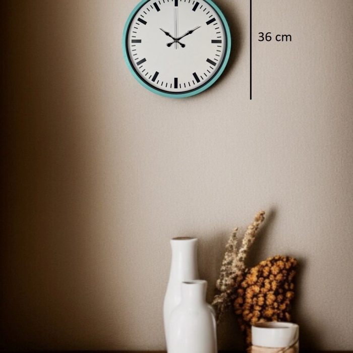® Yeni Ürün 36 Cm Turkuaz Sade Şık Duvar Saati
