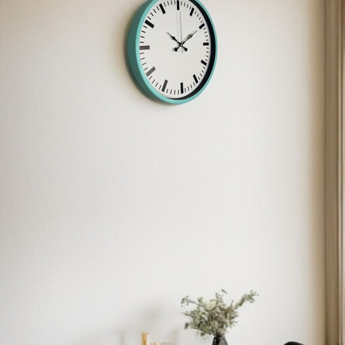 ® Yeni Ürün 36 Cm Turkuaz Sade Şık Duvar Saati