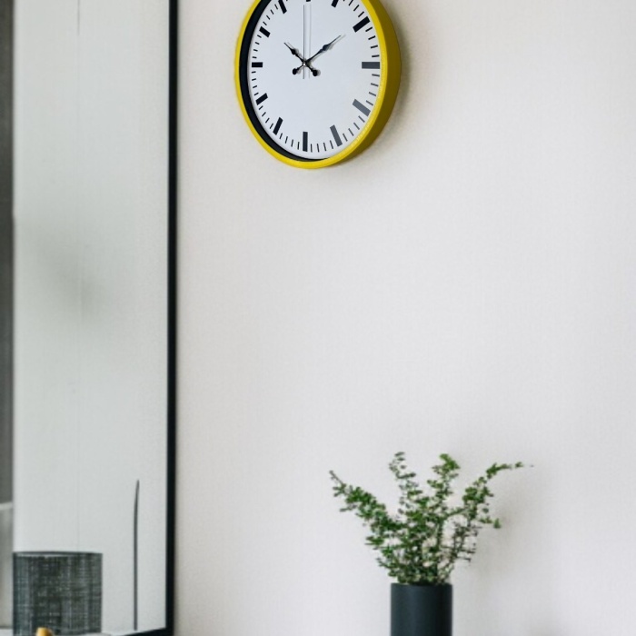 ® Yeni Ürün 36 Cm Sarı Dekoratif Duvar Saati