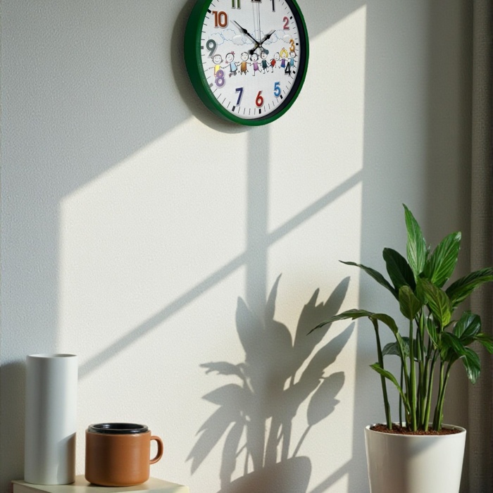 ® Yeni Ürün 36 Cm Yeşil Çocuk Odası Duvar Saati