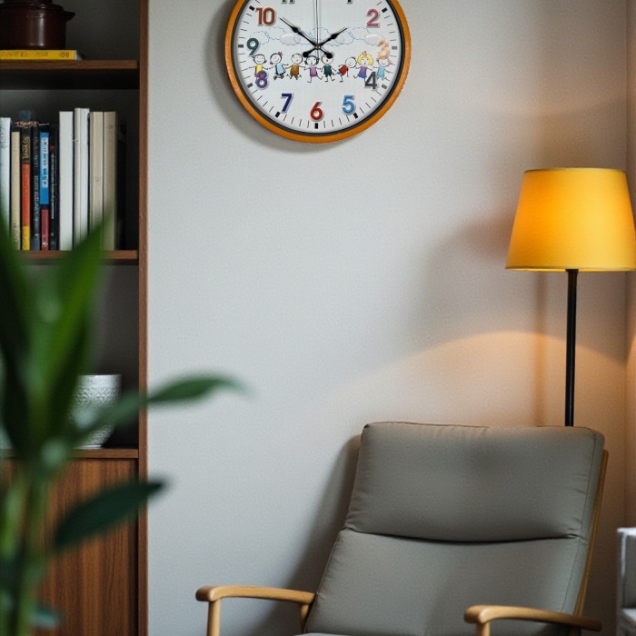 ® Yeni Ürün 36 Cm Turuncu Çocuk Odası Duvar Saati