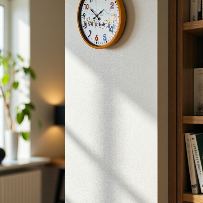 ® Yeni Ürün 36 Cm Turuncu Çocuk Odası Duvar Saati