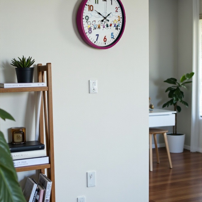 ® Yeni Ürün 36 Cm Pembe Çocuk Odası Duvar Saati