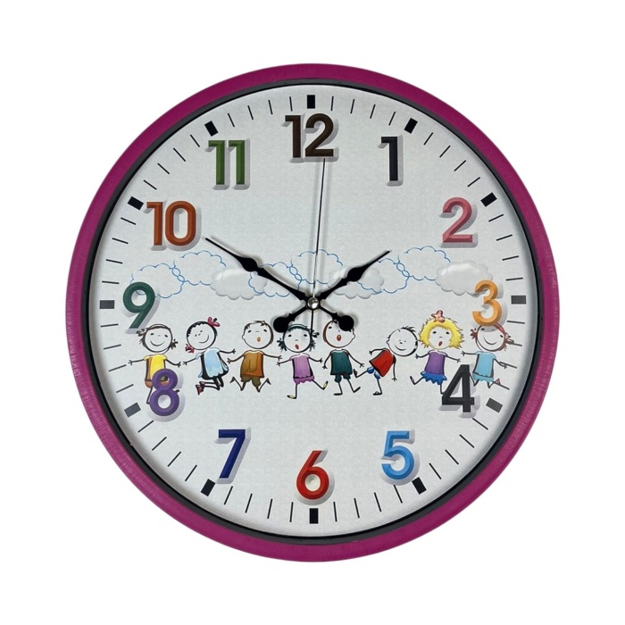 ® Yeni Ürün 36 Cm Pembe Çocuk Odası Duvar Saati