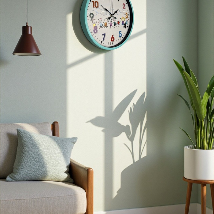 ® Yeni Ürün 36 Cm Turkuaz Çocuk Odası Duvar Saati
