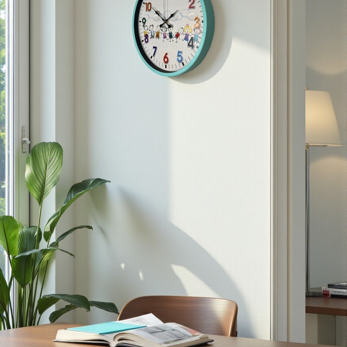 ® Yeni Ürün 36 Cm Turkuaz Çocuk Odası Duvar Saati