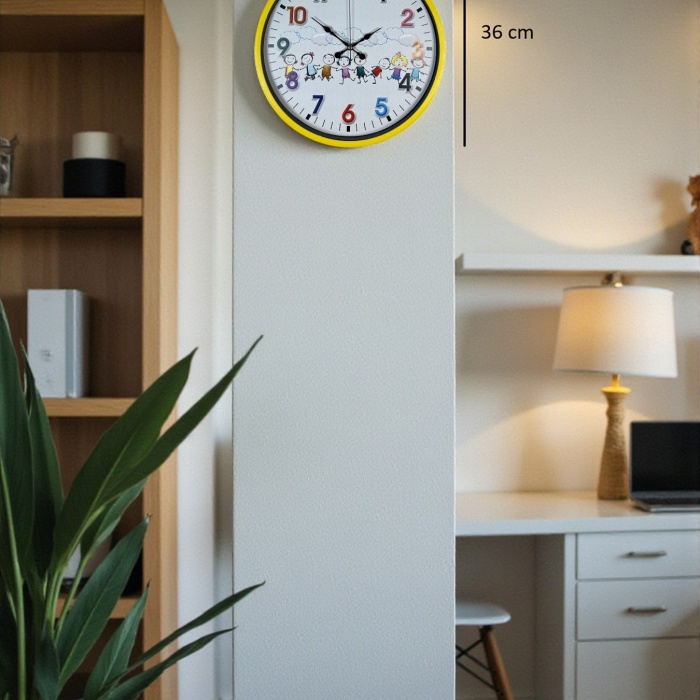® Yeni Ürün 36 Cm Sarı Çocuk Odası Duvar Saati