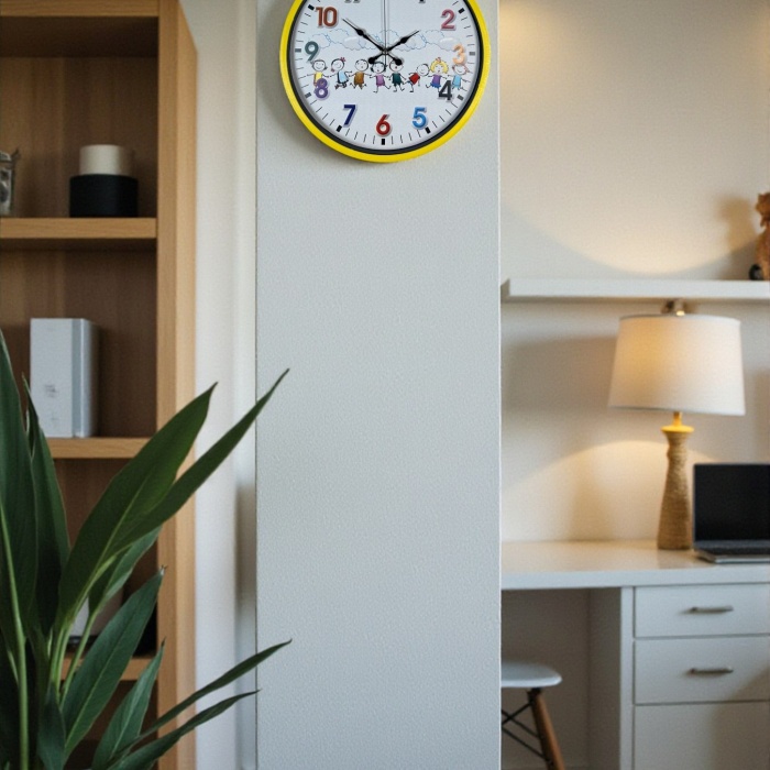 ® Yeni Ürün 36 Cm Sarı Çocuk Odası Duvar Saati