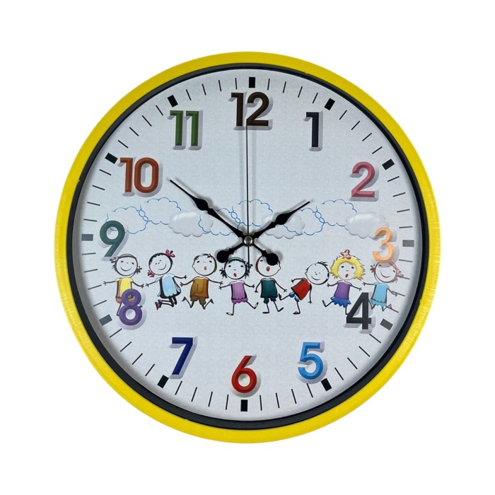® Yeni Ürün 36 Cm Sarı Çocuk Odası Duvar Saati