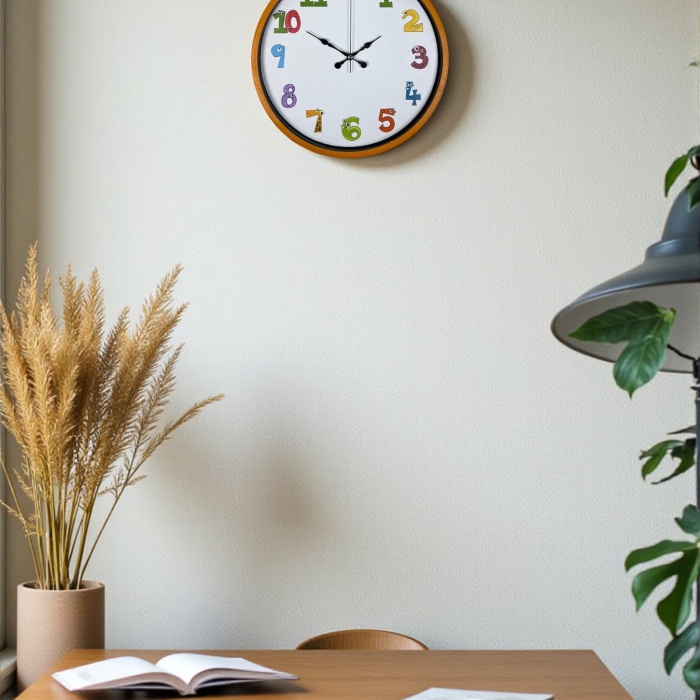 ® Yeni Ürün 36 Cm Turuncu Çocuk Odası Duvar Saati