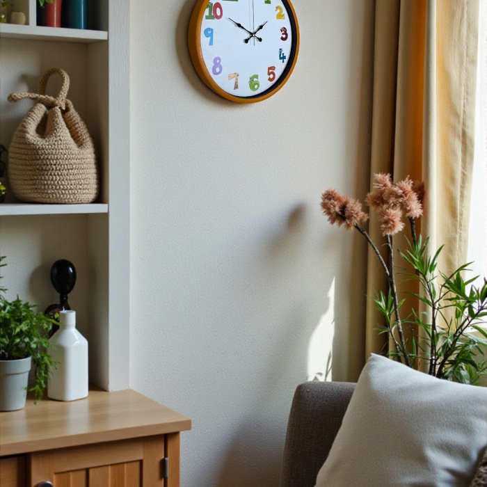 ® Yeni Ürün 36 Cm Turuncu Çocuk Odası Duvar Saati