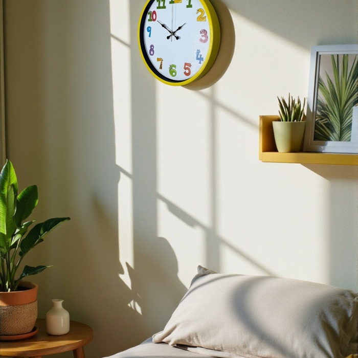® Yeni Ürün 36 Cm Sarı Çocuk Odası Duvar Saati