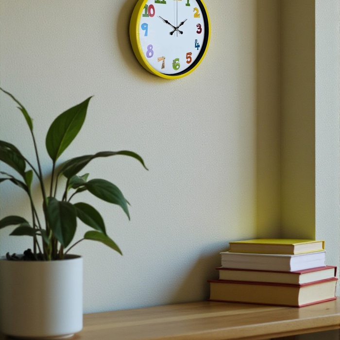 ® Yeni Ürün 36 Cm Sarı Çocuk Odası Duvar Saati