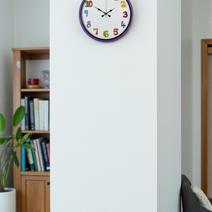 ® Yeni Ürün 36 Cm Mor Çocuk Odası Duvar Saati