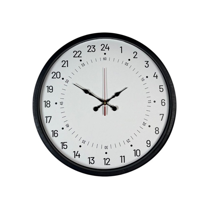® Yeni Ürün 36 Cm Siyah 24 Saat Göstergeli Duvar Saati