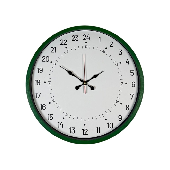 ® Yeni Ürün 36 Cm Yeşil 24 Saat Göstergeli Özel Tasarım Duvar Saati