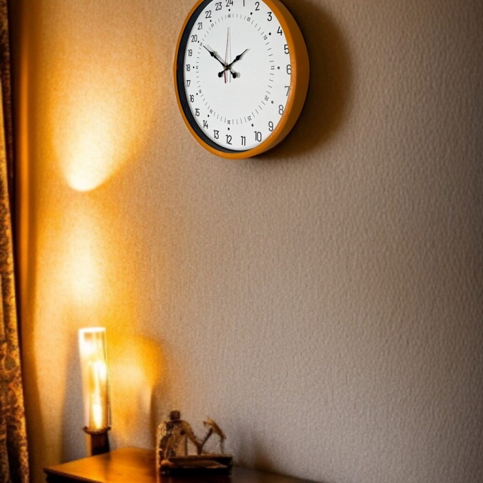 ® Yeni Ürün 36 Cm Turuncu 24 Saat Göstergeli Özel Tasarım Duvar Saati