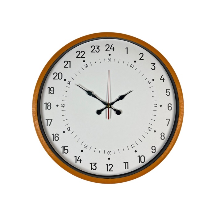 ® Yeni Ürün 36 Cm Turuncu 24 Saat Göstergeli Özel Tasarım Duvar Saati