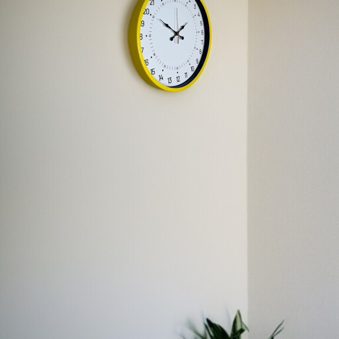 ® Yeni Ürün 36 Cm Sarı 24 Saat Göstergeli Özel Tasarım Duvar Saati