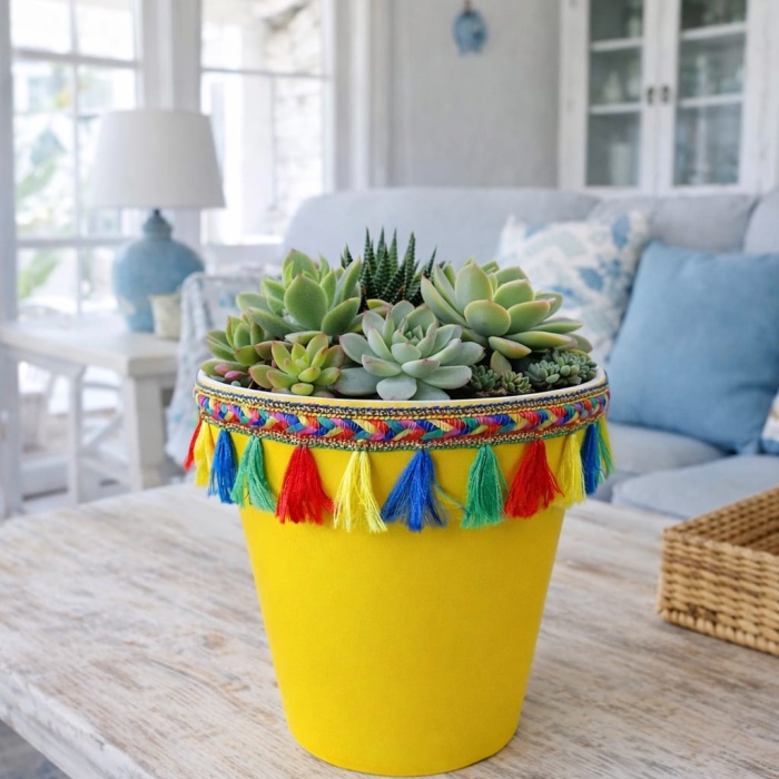 ® Yeni Ürün NF DEKORATİF SAKSI 1.7 LİTRE SARI