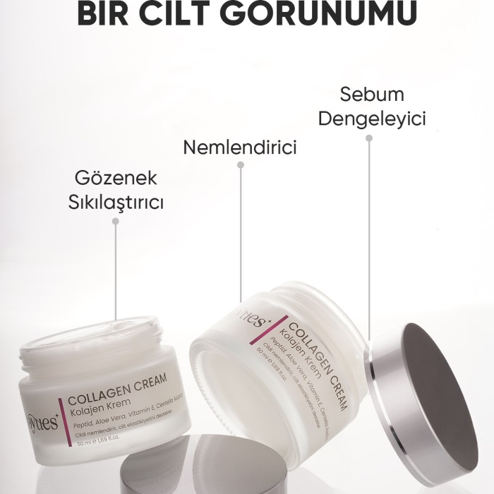 ® Yeni Ürün Su Bazlı Nemlendirici ve Aydınlatıcı Yüz KremiTüm Cilt Tipleri İçin Collagen Cream 50ml