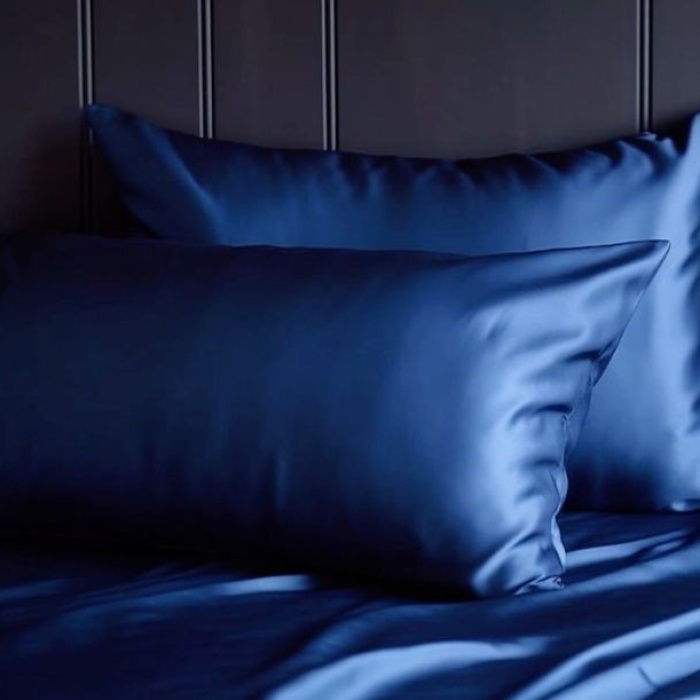 ® Yeni Ürün 2’li İpek Dokulu Saten Lacivert Yastık Kılıfı 50x70Mikrosaten, Saç ve Cilt Dostu