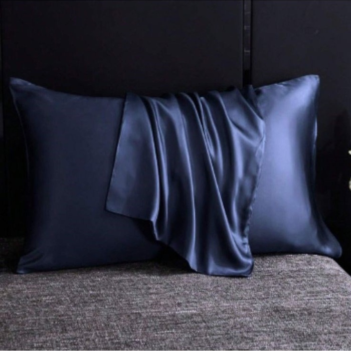 ® Yeni Ürün 2’li İpek Dokulu Saten Lacivert Yastık Kılıfı 50x70Mikrosaten, Saç ve Cilt Dostu
