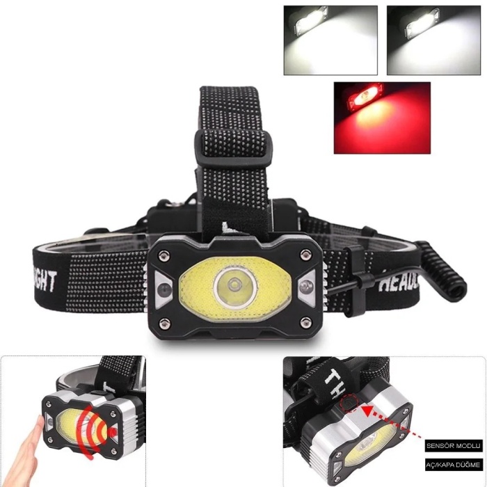 ® Yeni Ürün 4 Modlu Sensörlü Şarjlı Güçlü Kafa Lambası Wt-248