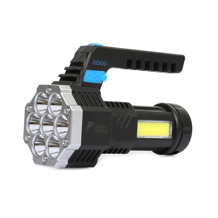 ® Yeni Ürün Ps-3879 Usb Şarj Göstergeli Şarj Edilebilir 7*xpe +cob Led El Feneri
